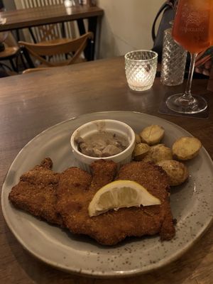 A lot of rosemary and mushrooms sauce we couldn’t eat because of earth flavor.   at Försters in Berlin