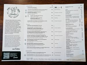 Menu at Försters at Försters in Berlin
