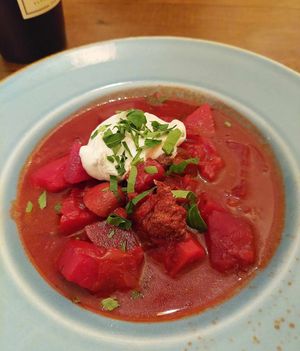 Starter, beetroot soup. at Försters in Berlin