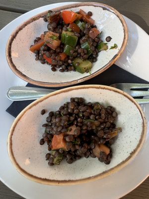 Starter salad with lentil, cucumber, tomato   at Försters in Berlin