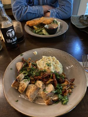 ‘chicken’ and mushroom with truffle mash  at Försters in Berlin