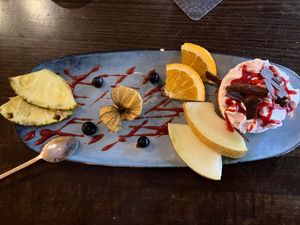 Strawberry tiramisu: fake tiramisu, sad! at Försters in Berlin