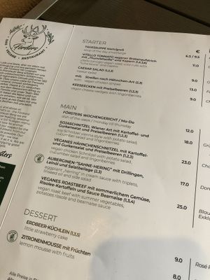 menu  at Försters in Berlin