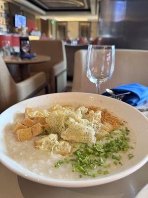 vegan rice porridge ( lugaw or arroz caldo ) tofu instead of chicken, broth is vegan, very yummy!  at S Kitchen in Pasay City