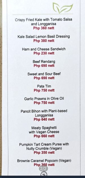 the dedicated menu list at S Kitchen in Pasay City