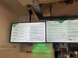 Menu with clearly marked vegan options  at Hibox in London