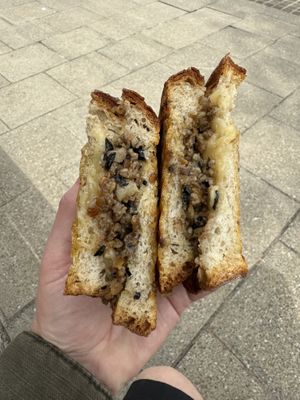 Haggis toastie   at Go Go Beets in Edinburgh
