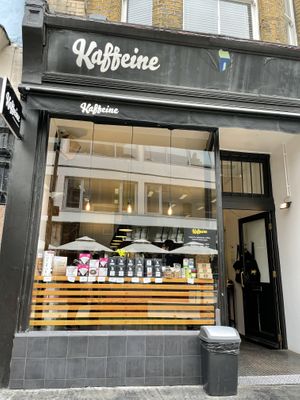 Kaffeine’s store front at Kaffeine in London