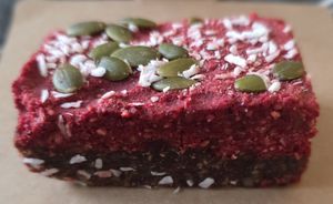 Raspberry cashew slice at Kaffeine in London