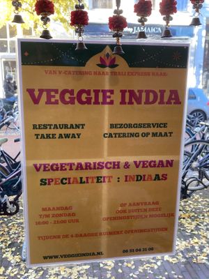 Door sign  at Veggie India in Nijmegen