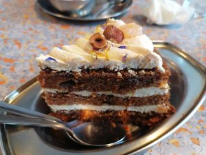 Awesome carrot cake at Veggie India in Nijmegen