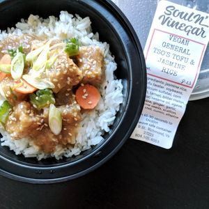 General Tso's Tofu and Rice at Soul n' Vinegar in Richmond