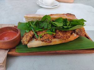Vegan eggplant banh mi at Poppy's in Bangkok