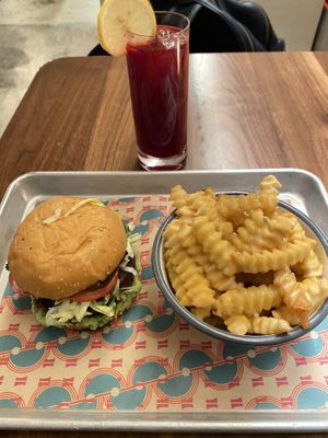 Guacamole burger and cheese fries￼ at Lekka Burger in New York City