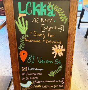 Super cute signage  at Lekka Burger in New York City