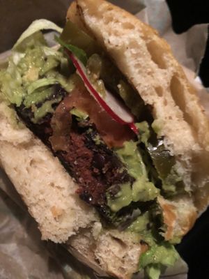 Guacamole burger sauce on the side   at Lekka Burger in New York City