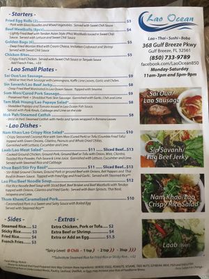 More menu items (non-veg) at Lao Ocean in Gulf Breeze