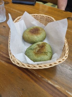 Vegan macha bread with bean paste at Country-Side in Hashimoto