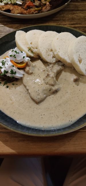 Mushroom sauce steak at Vegalite in Brno