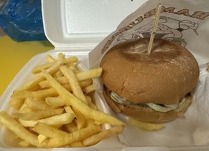 Queen-Burger with Fries  at Vegalite in Brno