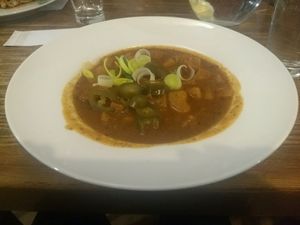 Vegan Czech gulás at Vegalite in Brno