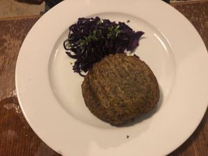 Vegetarian cheese potato dish  at Vegalite in Brno