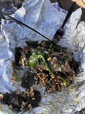 Plant powered crepe that could not hold its shape. Is it supposed to be a burrito? Also not worth the wait  at Café Crêpe in Big Bear Lake