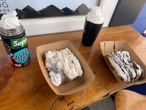 We went crazy with whipped cream... at Café Crêpe in Big Bear Lake