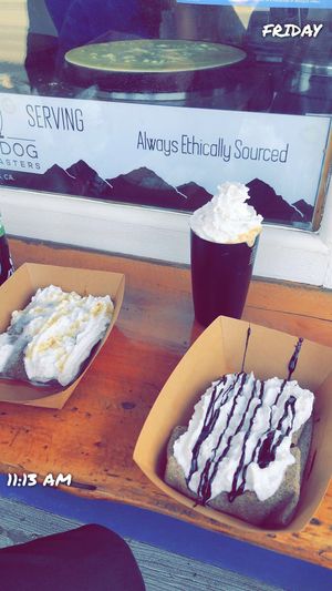 Coconut Whipped cream and their ethically sourced coffee!  at Café Crêpe in Big Bear Lake