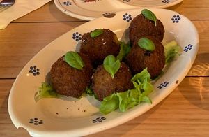 Deepfried eggplant balls! at Alba in Newtown