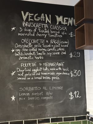 Vegan blackboard menu  at Alba in Newtown