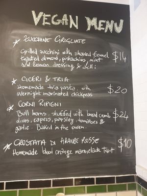 An example of Alba's Vegan Menu. at Alba in Newtown