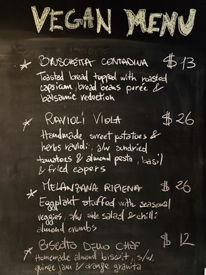 Vegan menu from June 19th  at Alba in Newtown