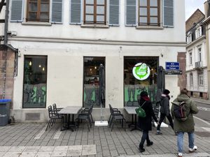 Outside terrace at Végéman in Strasbourg