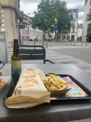 Xl taco and a beer  at Végéman in Strasbourg