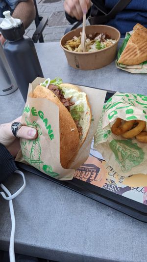 vegan kebab & onion rings at Végéman in Strasbourg