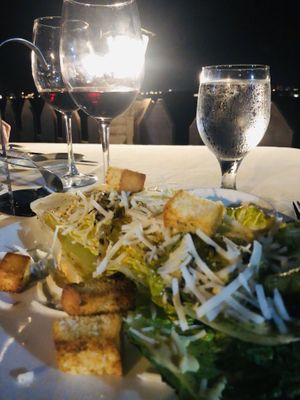 The MOST amazing vegan Caesar salad ever!!!  at Faro Blanco Restaurant in Noord