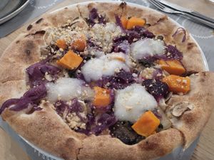Pumpkin pizza with vegan homemade cheeze 🍕 at Il Melograno in Trieste