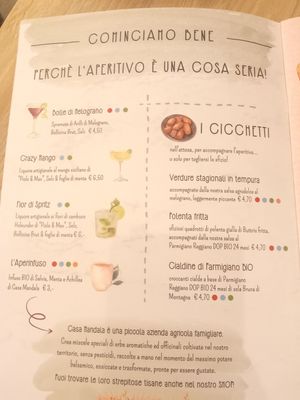 Menu at Il Melograno in Trieste