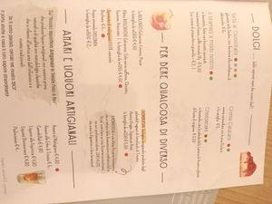 Menu at Il Melograno in Trieste