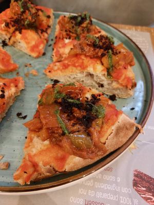 Focaccia like pizza at Il Melograno in Trieste