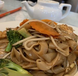 Pad See Ew with tofu, minus egg. at My Thai Cafe & Sushi Bar in Bloomington