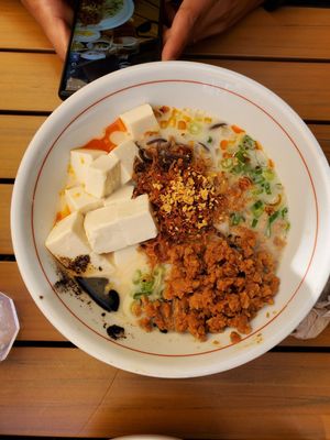 Spicy Creamy Vegan Ramen at JINYA Ramen Bar in Santa Monica