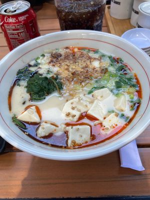 Spicy creamy vegan ramen  at JINYA Ramen Bar in Santa Monica