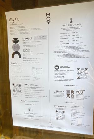 Menu at MESA Restaurant in Paris