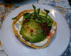 tostada avocat at MESA Restaurant in Paris