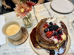Corn flour pancakes  at MESA Restaurant in Paris