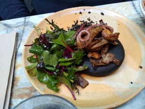 Mushrooms on toast at MESA Restaurant in Paris