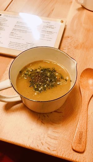 Mushroom soup  at Peacefood Cafe in Montpellier