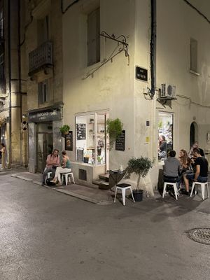 Outside  at Peacefood Cafe in Montpellier
